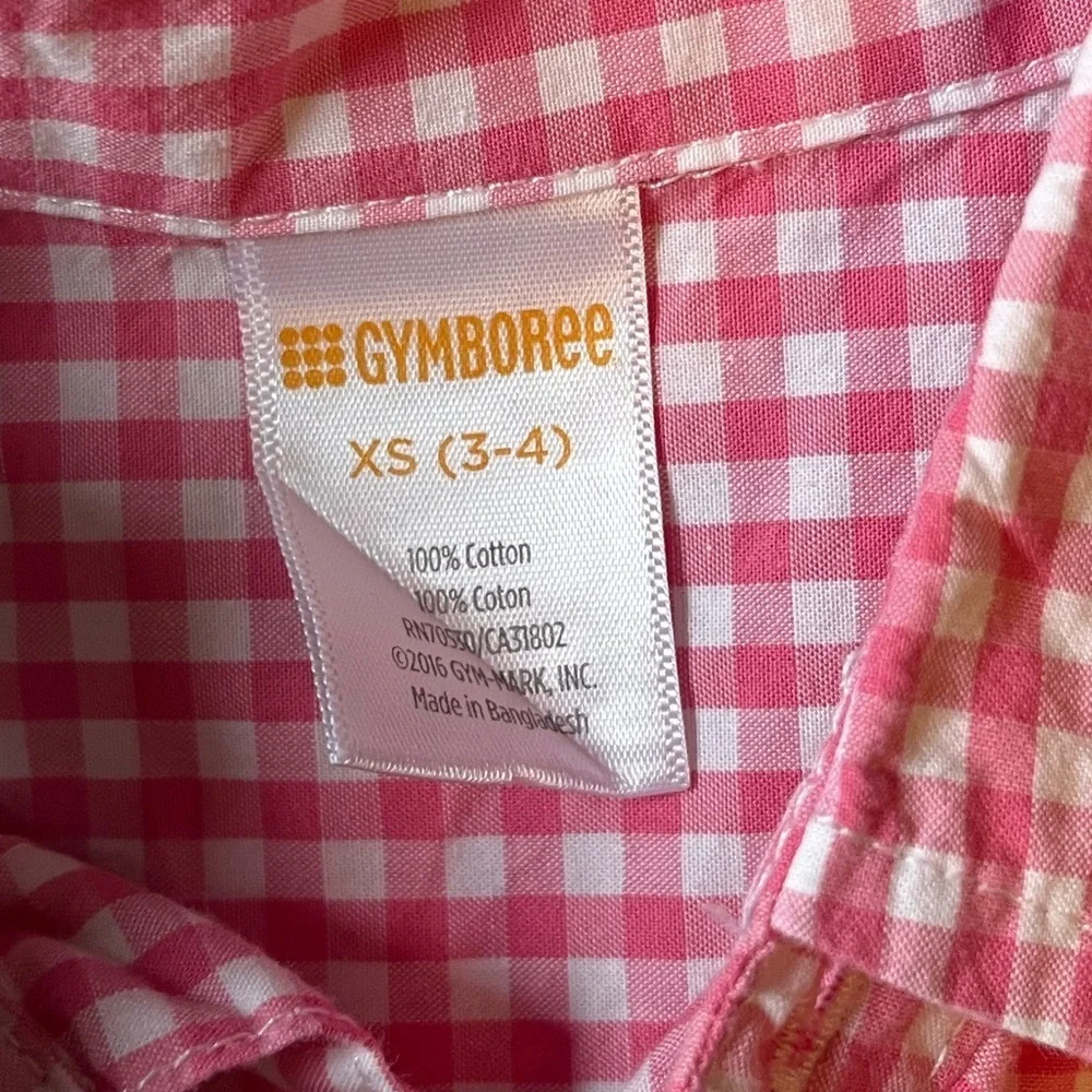 Gymboree Dark Pink Checkered Long Sleeve Button Down Shirt. Sz 3-4
